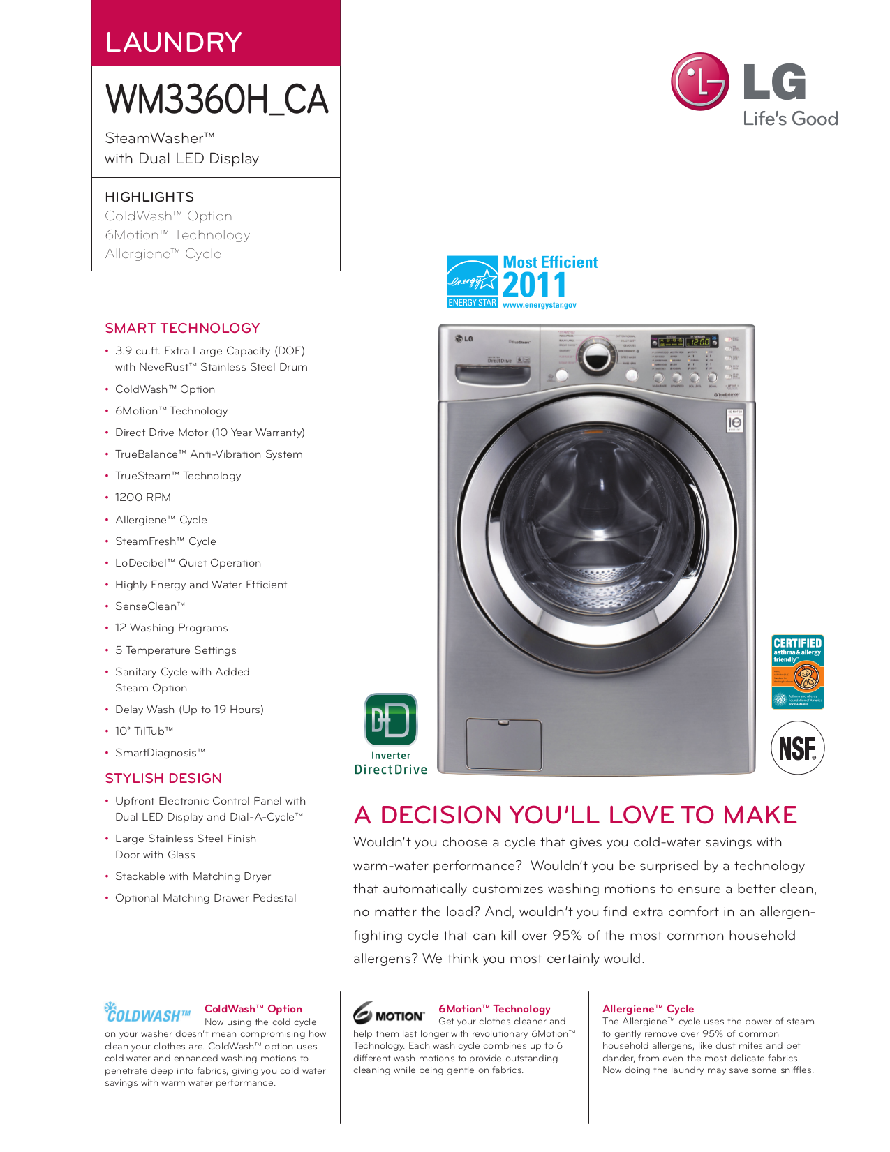 Download free pdf for LG WM3360HVCA Washer manual